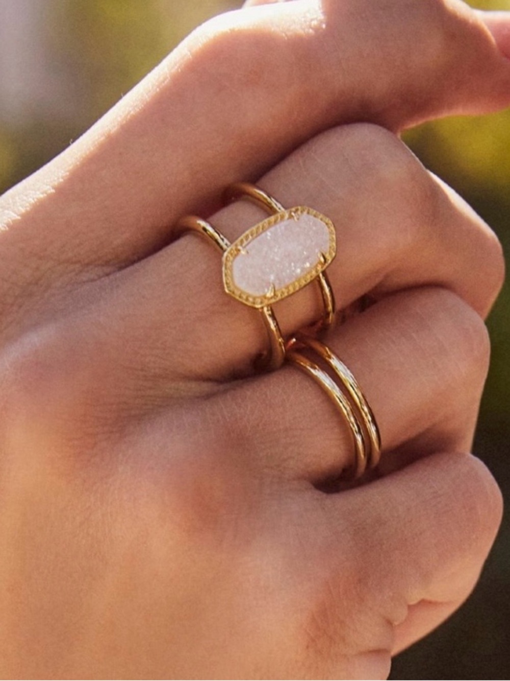 NEW Kendra Scott IRIDESCENT Double-Band Elle Ring Gold - Picture 3 of 4